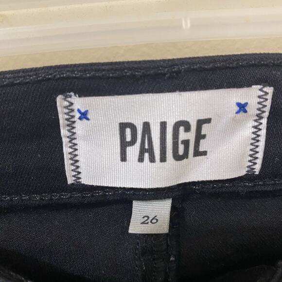 Paige Black Skinny Cropped Jeans Raw Hem Size 26 - Picture 4 of 9